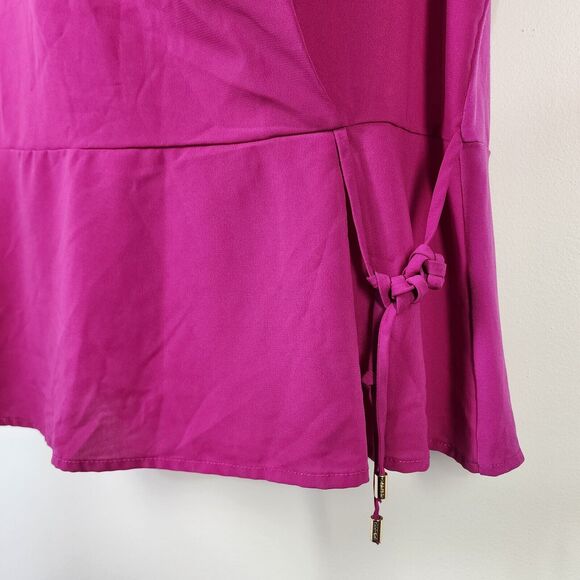 Calvin Klein Women Top Large Pink Sleeveless Blouse Side Tie Peplum Stretch Tank - Picture 6 of 10